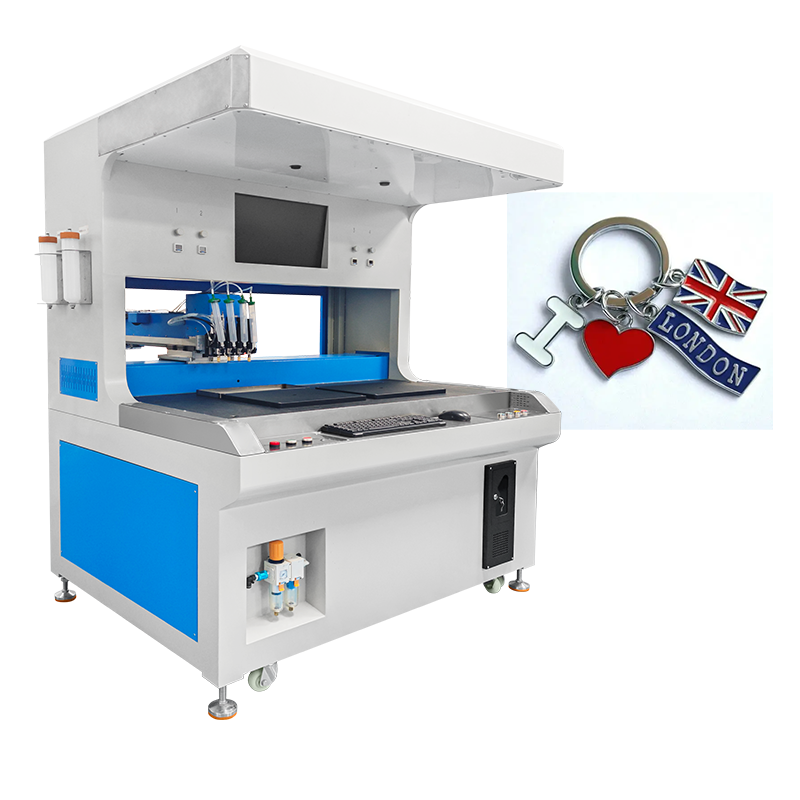 4 Colors Two Stations Visual Coloring Enamel Lapel Pins Painting Filling Machine for Dispensing Jewellery Metal Label