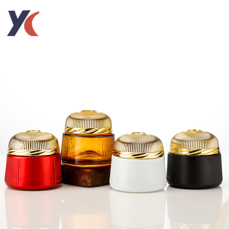 Empty glass jar of cream bottle