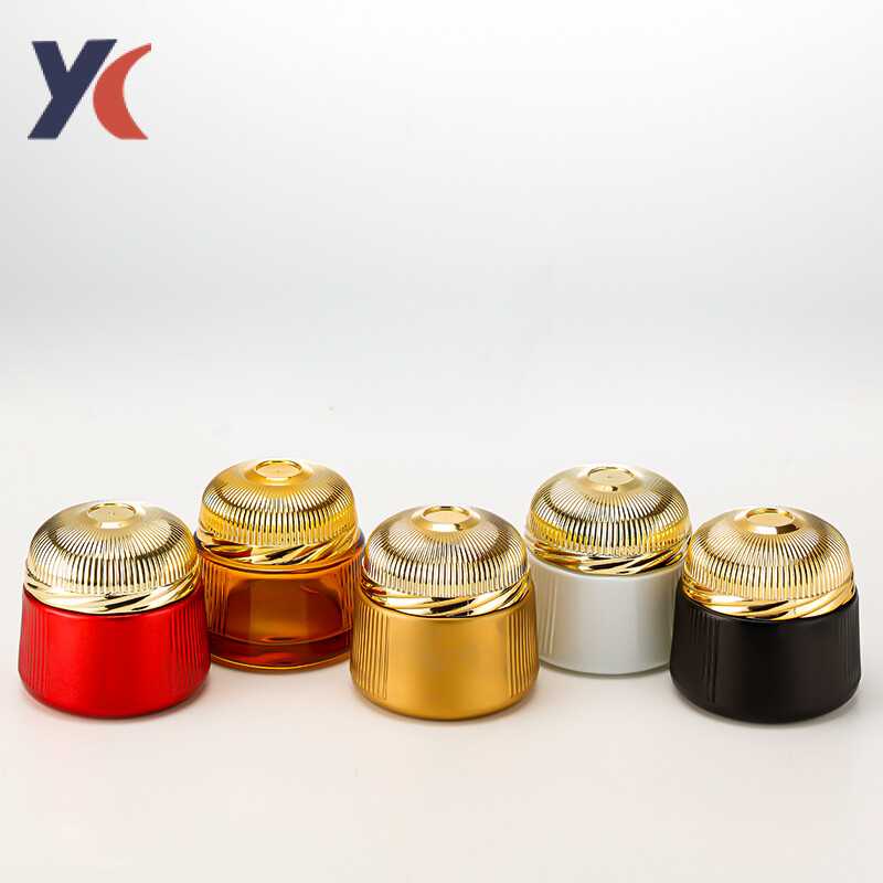 Empty glass jar of cream bottle