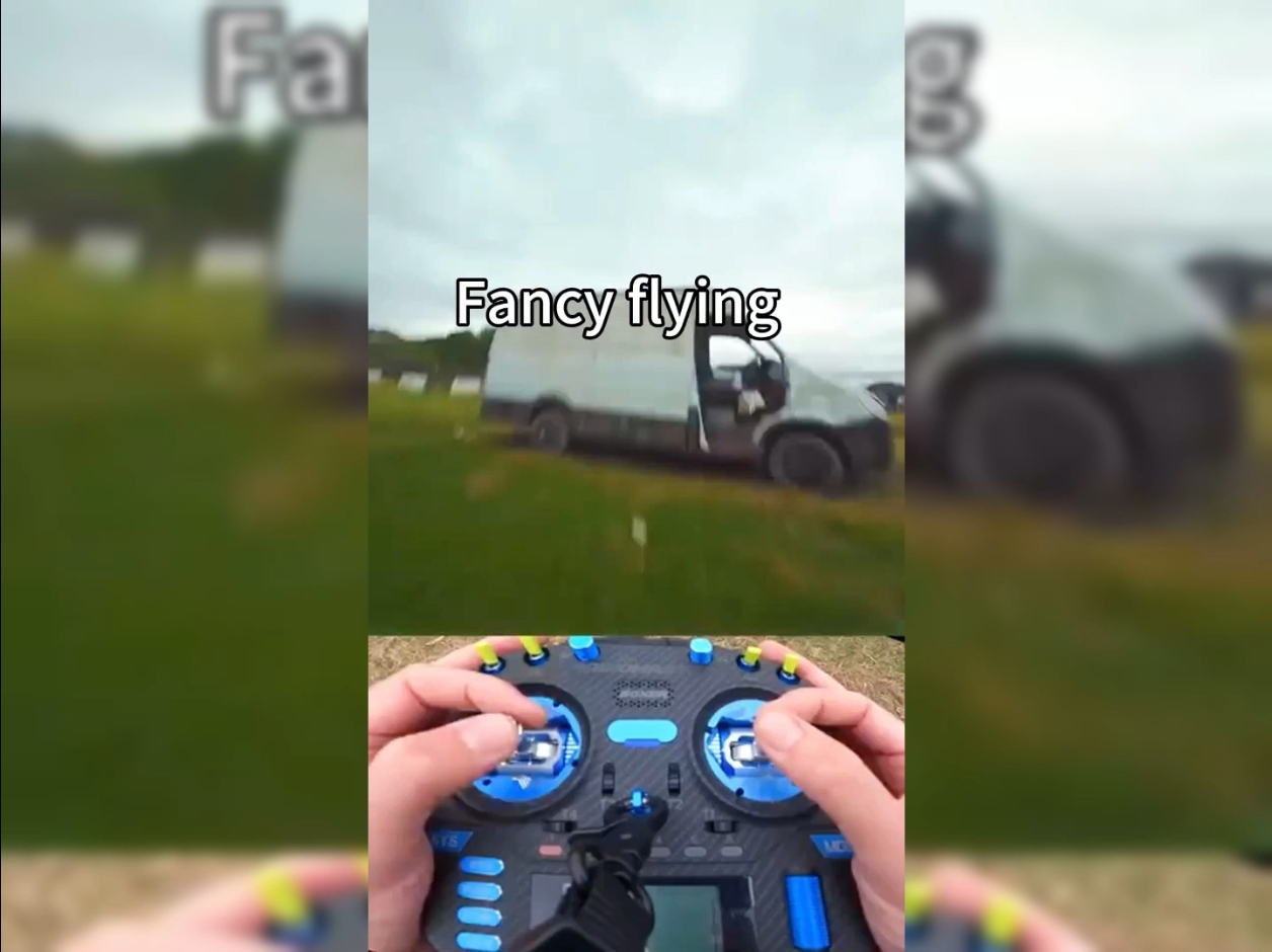 The FPV drone flies in an unconventional manner inside the vehicle