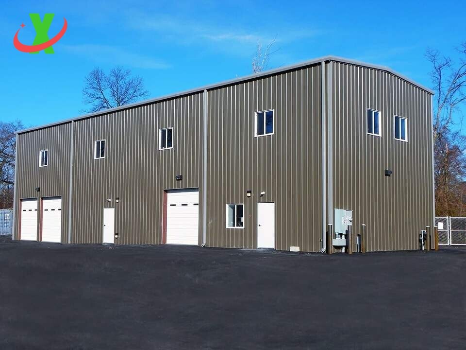 Large Span Heavy Steel Structure Warehouse with windows and Doors and Wall Panels Installed