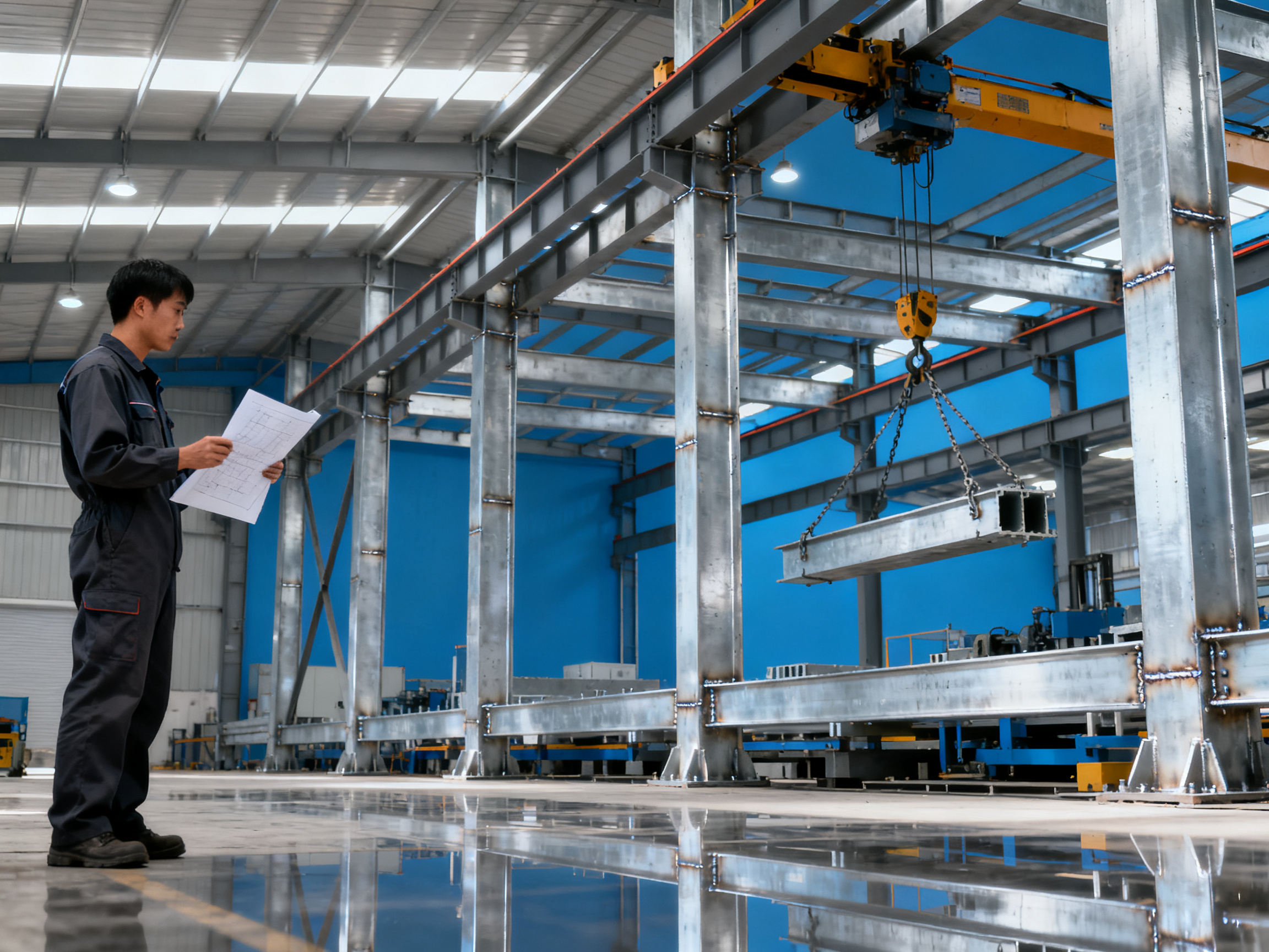 How to design a steel structure for heavy loads in manufacturing plants?