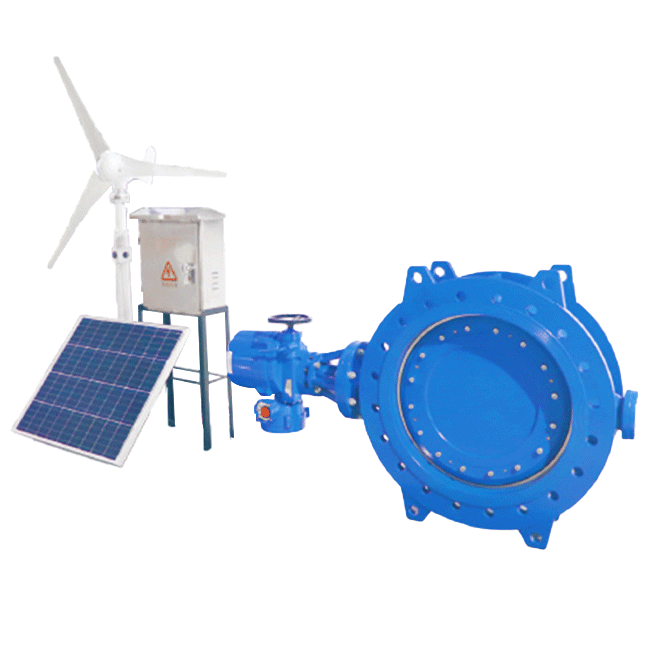 Wind and solar hybrid remote control butterfly valve