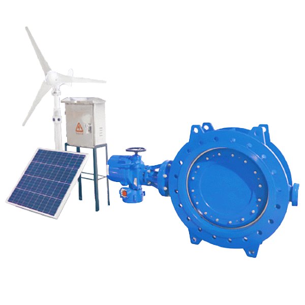 Wind and solar hybrid remote control butterfly valve
