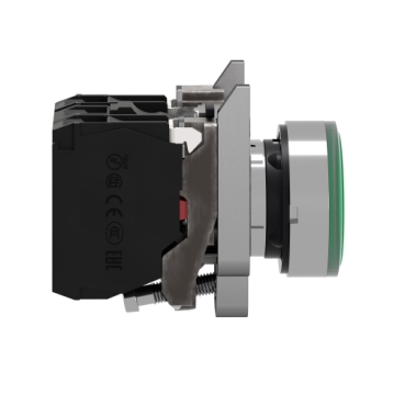 Ø22 Green LED Button - Flat Head Reset - LED 24V - 1NO+1NC