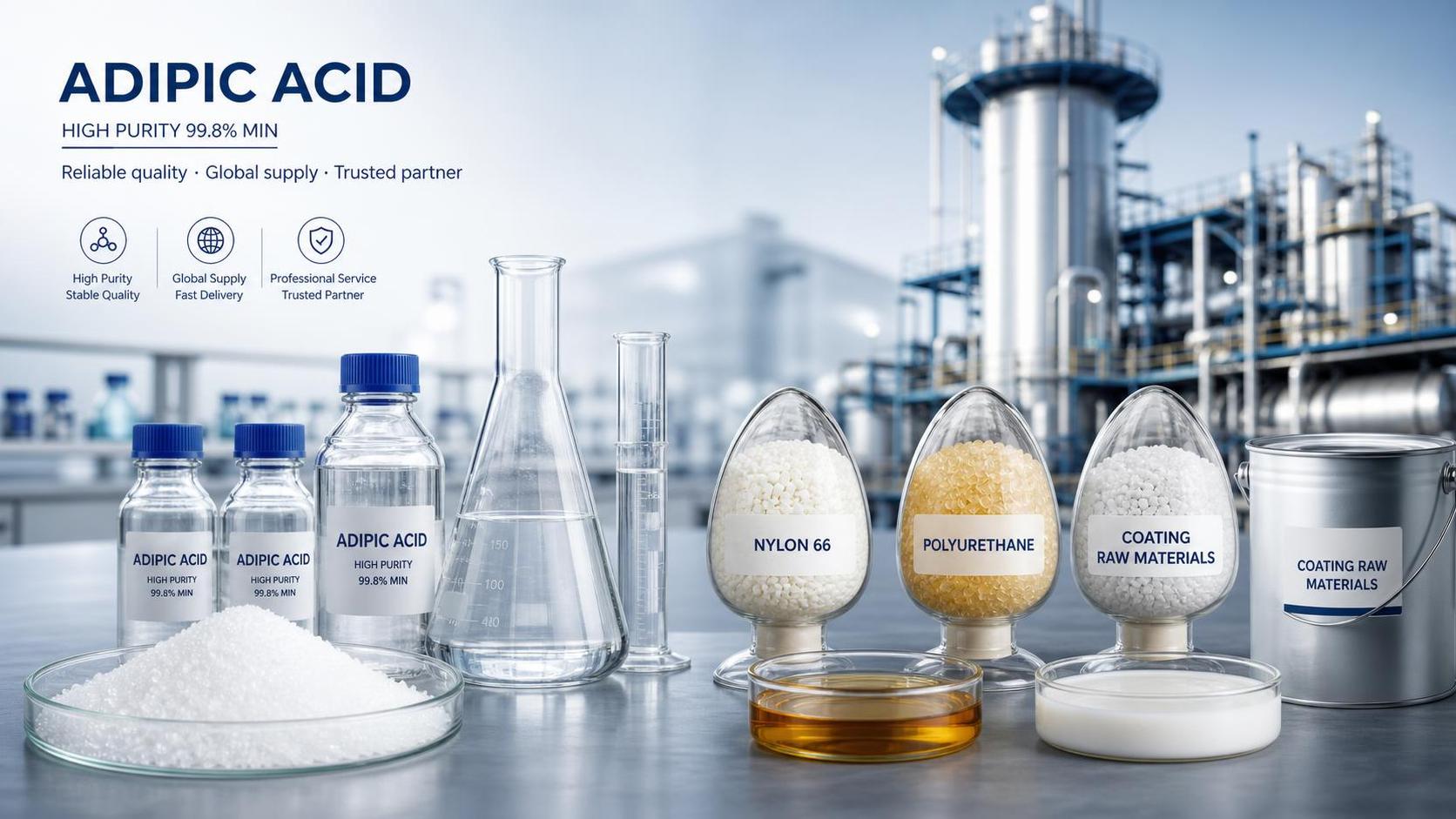 Utilisations de l’acide adipique et degrés de pureté pour les formulations industrielles