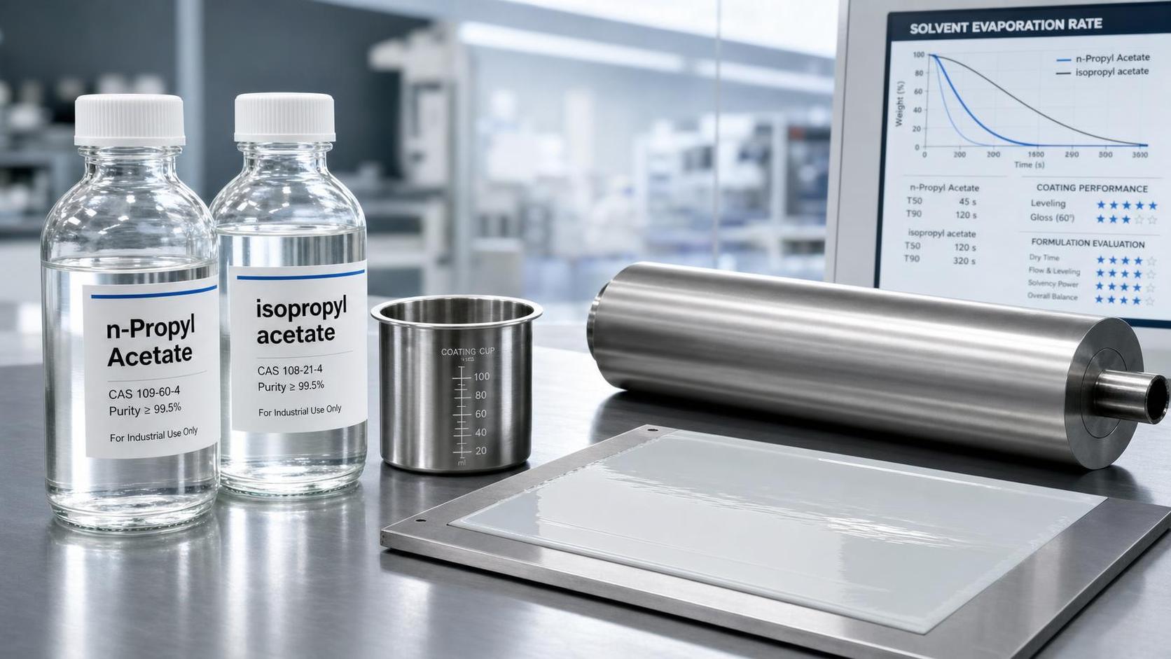 Acétate de n-propyle vs acétate d'isopropyle pour les systèmes à séchage rapide
