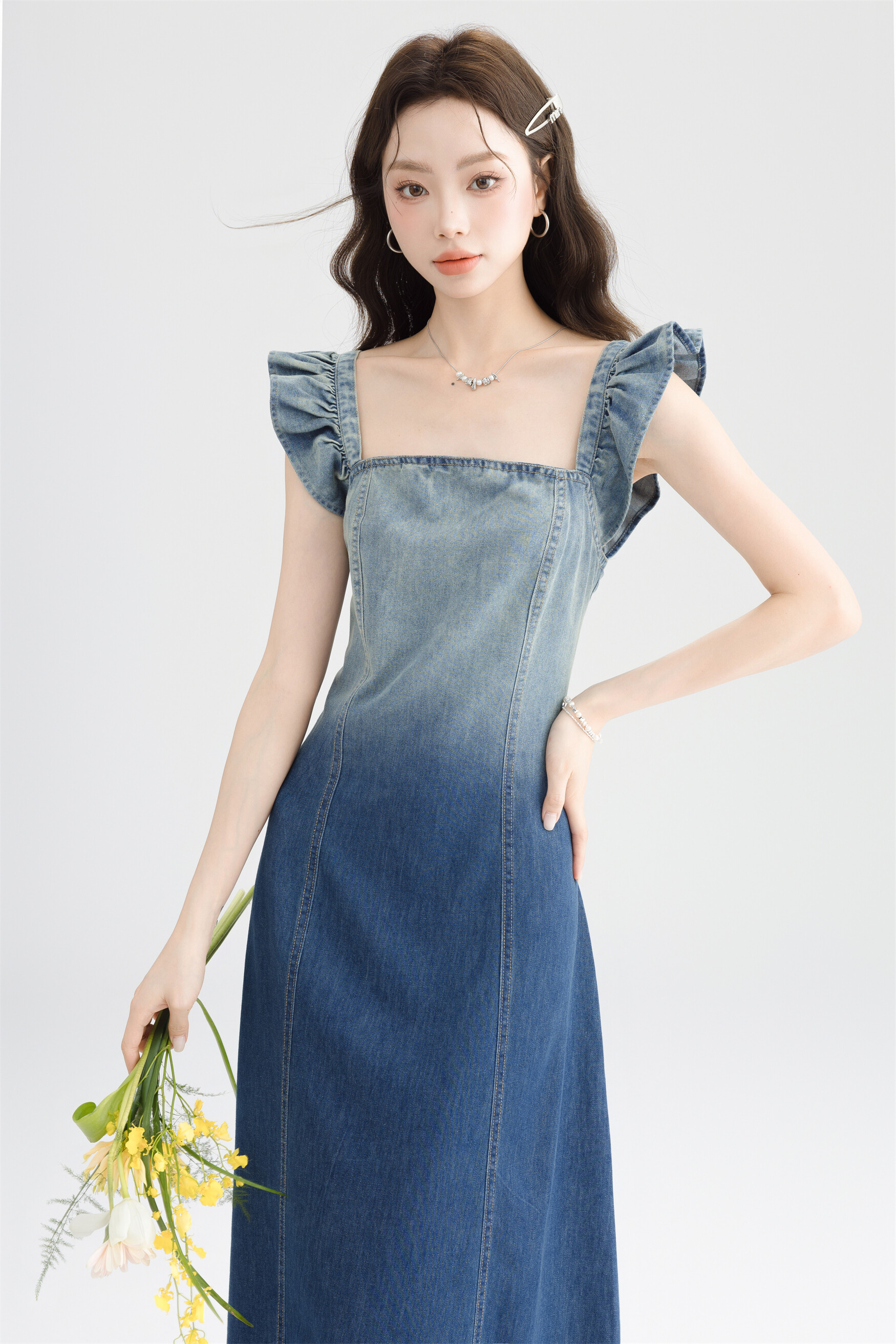 Denim camisole dress1