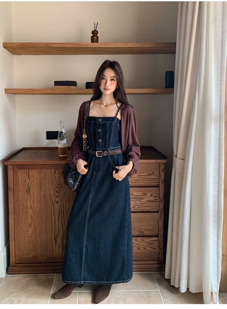 Denim camisole dress2