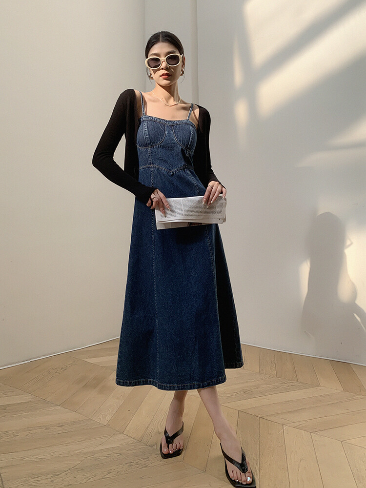 Denim camisole dress4
