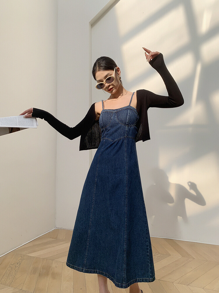 Denim camisole dress4