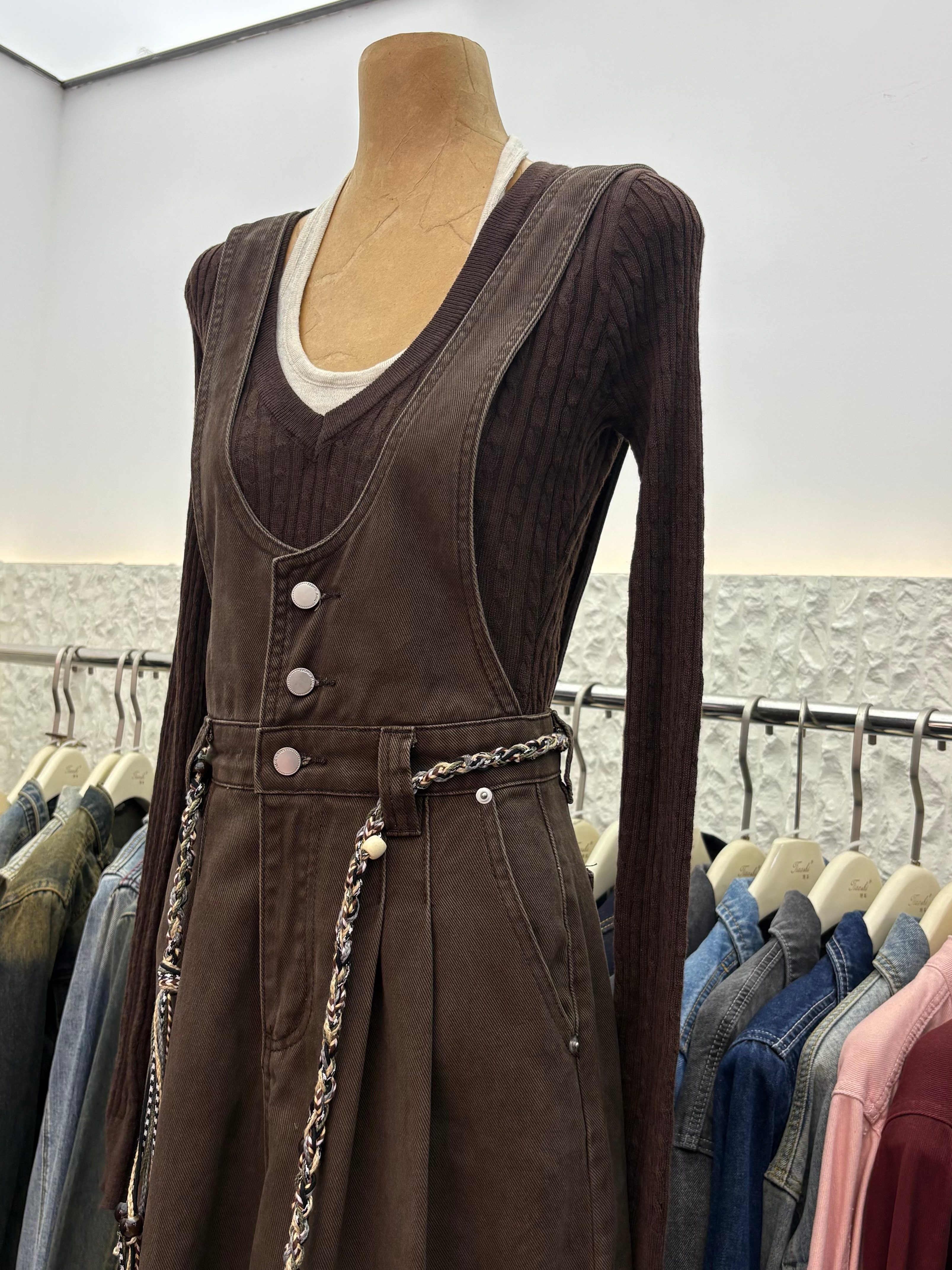 Denim short-sleeved jumpsuit5
