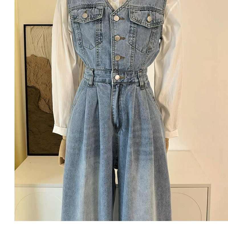 Denim short-sleeved jumpsuit 3