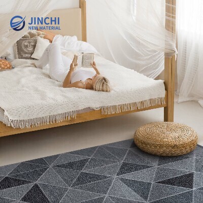 PVC rug with geometric abstract design