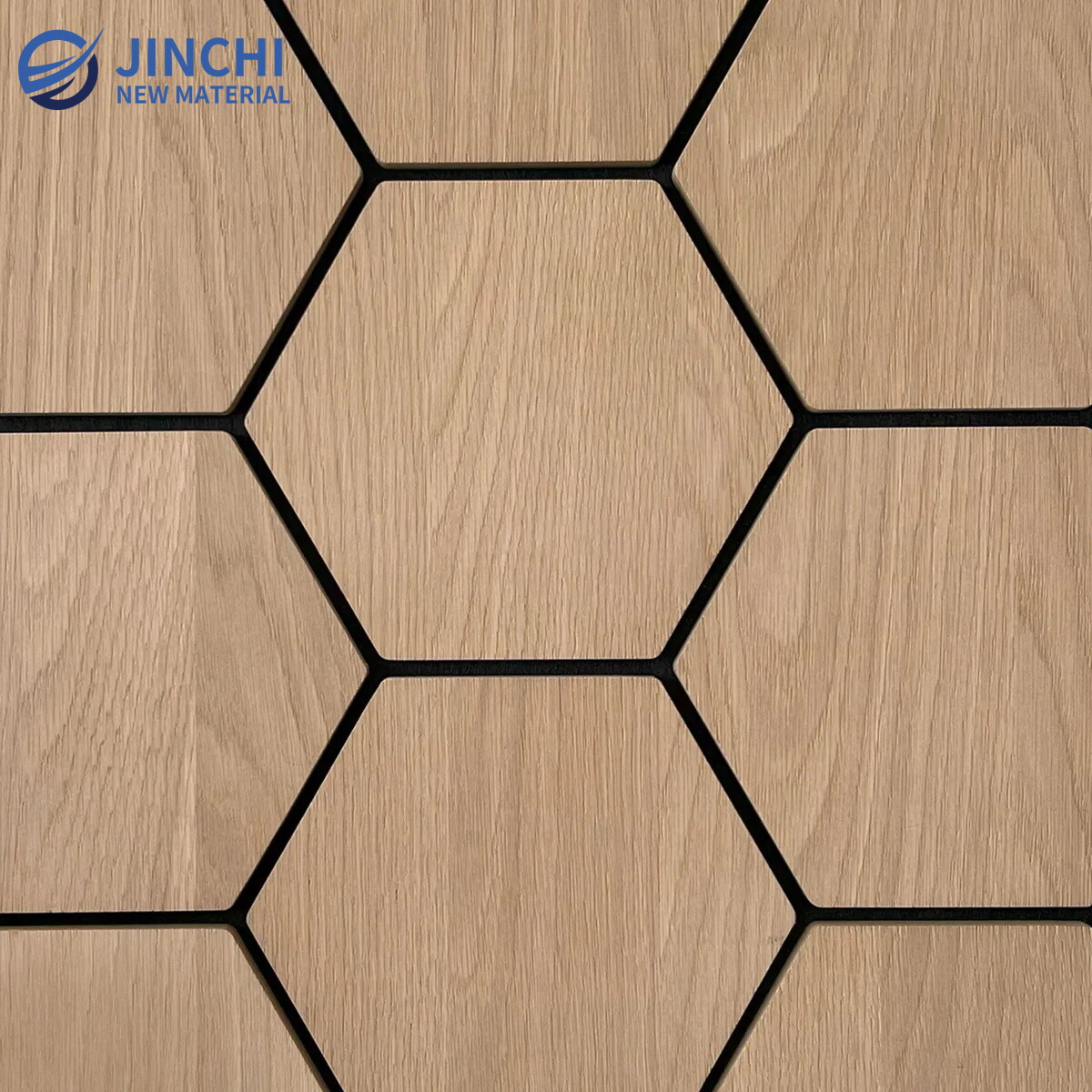Hexagonal Acoustic Panels, Natural Oak
