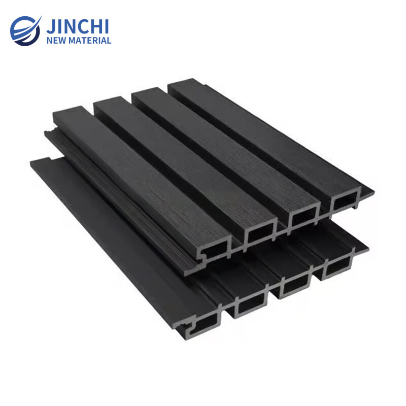 Charcoal-Colored Wood-Look WPC Wall Panels