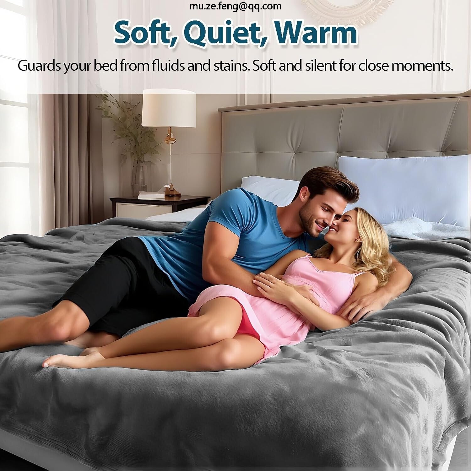 Waterproof and Stain Proof Blanket for Bed 90''x80'',King Size Grey Bed Dry Guard Blanket.