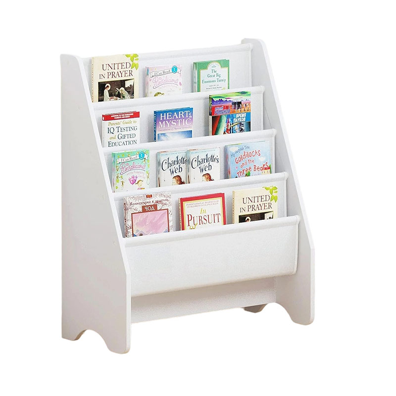 Kids Sling Bookshelf, Magazine/Book Rack,Book Organizer (White)