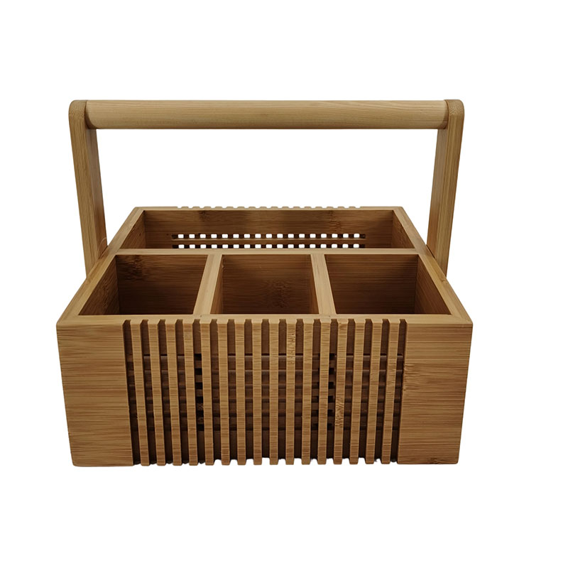 Wood Wine Caddy，Wood Picnic Basket for Kitchen and Camping Trip