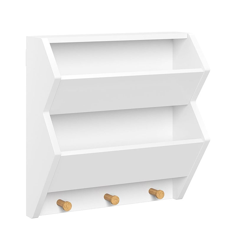 Kids Bookshelf with 2 Storage Bins and 3 Wooden Hooks - Playroom Bookshelf for Kids' Rooms - Book and Toy Storage