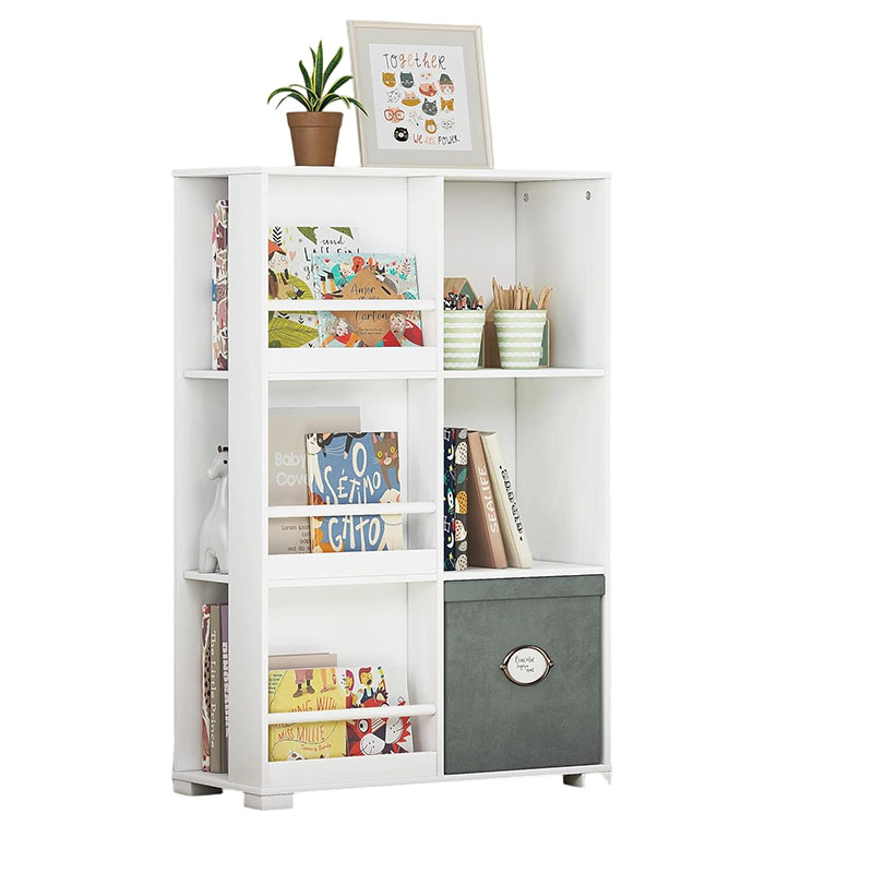 Kids Bookshelf, Wooden Kids Bookcase with 6 Cube Storage, Bookshelf Organizer for Kids, Display Stand Children Bookshelf for Nursery, Bedroom, Study Room