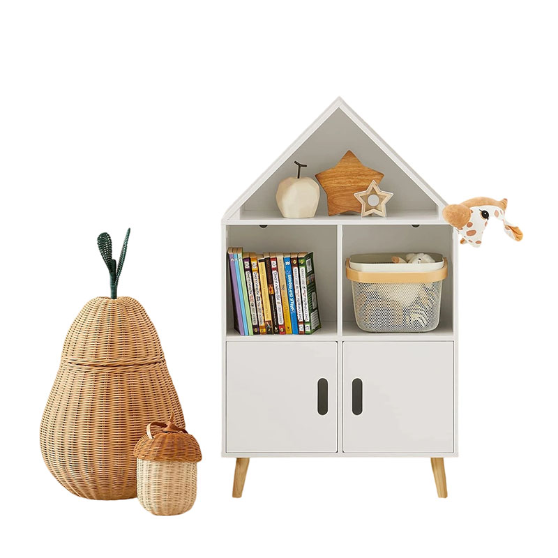 Kid's Bookshelf Children Bookcase with Toy Storage Organizer, House Shape Design Book Rack for Playroom, Book Holder for Nursery Classroom, Toy