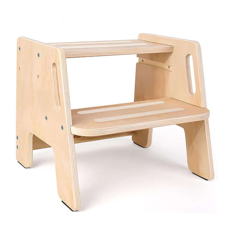 Adjustable 2-Step Toddler Step Stools, Wooden Kid Potty Training Stool for Bathroom Sink, Kitchen, Bedroom, Natural