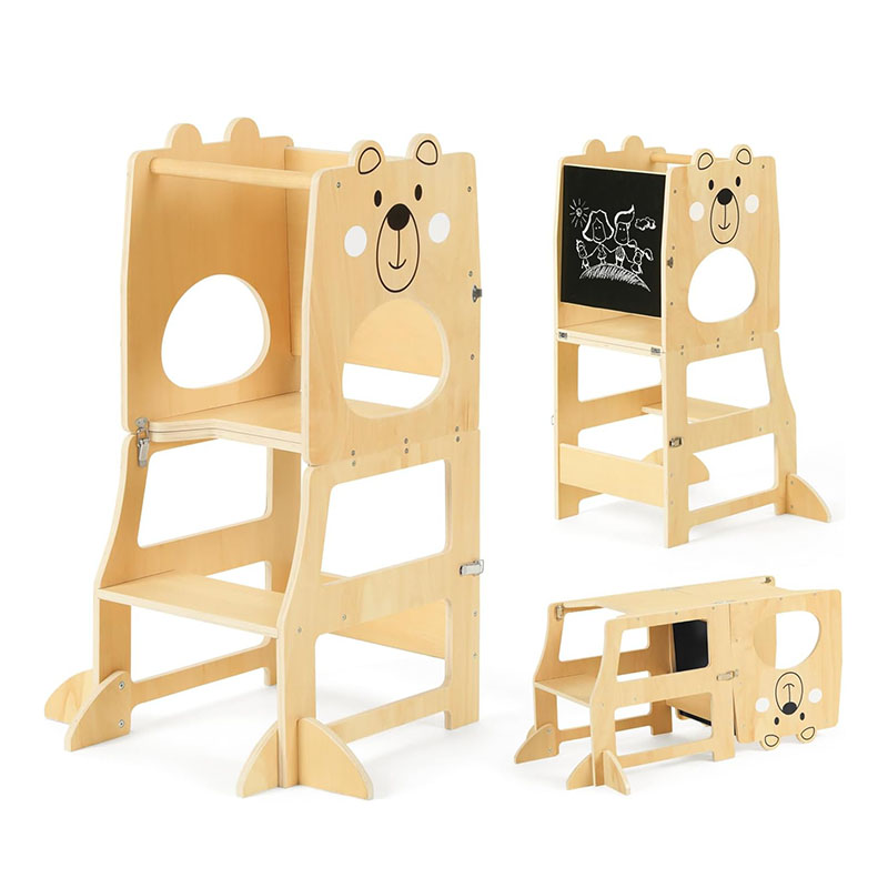 3-in-1 Learning Kids Tower, Kitchen Stool for Toddlers Wtih Foldable Kids Tower, Kitchen Stool for Kids, Learning Kids Tower Suitable for Bathroom