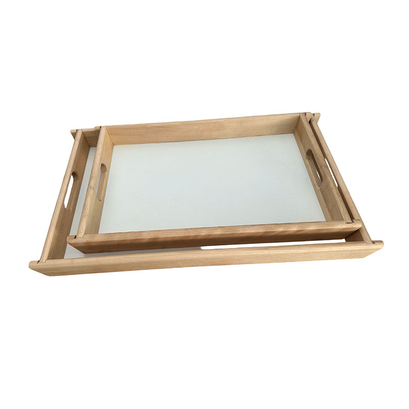 Wooden Serving Tray with Handles，Food Trays for Eating Breakfast Dinner, Wooden Tray for Serving Tea Coffee Snack