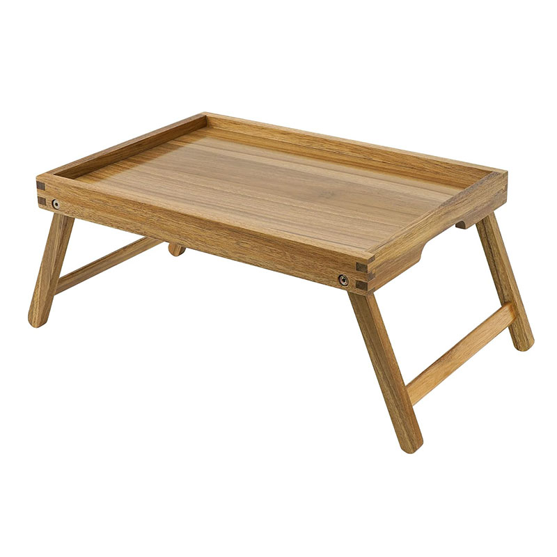 Bed Table Tray, Wooden Breakfast Tray with Folding Legs, Bed Tray for Eating and Laptop, Eating Trays for Bedroom
