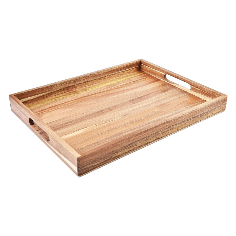 Wood Serving Tray with Handles– Decorative Serving Trays Platter for Breakfast in Bed, Lunch, Dinner, Appetizers, Patio
