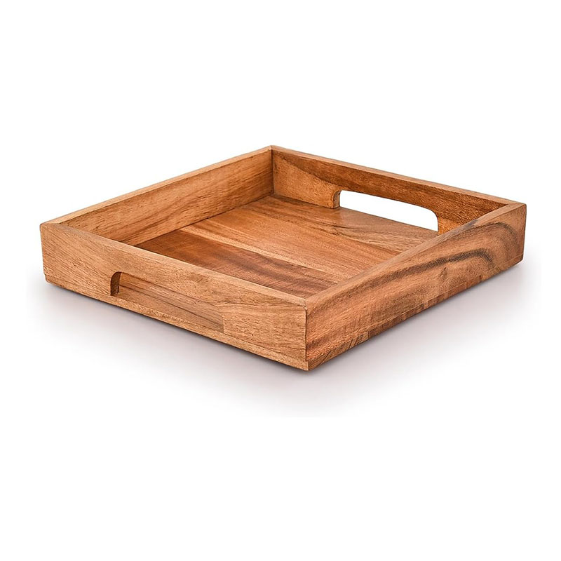 Wood Serving Tray with Handles,Wooden Serving Tray, Snack Tray, Breakfast Tray, Great for, Breakfast, Coffee