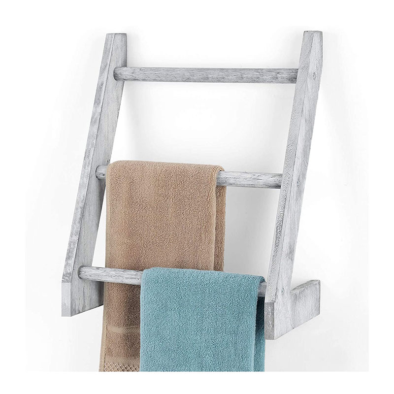 Ladder Wooden Towel Rack Decorative Wall Leaning Ladder for Living Room, Bathroom, Rustic Farmhouse -Throw Towel Quilt & Blankets Holder Storage Rack