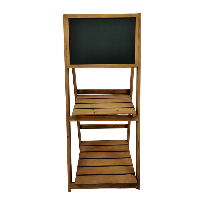 White Freestanding Wooden Chalkboard Easel with 2 Display Shelves