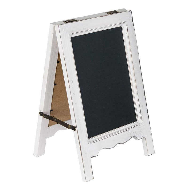 Mini Tabletop Wooden A-Frame Double-Sided Slate Chalkboard Sign Easel for Business (white)