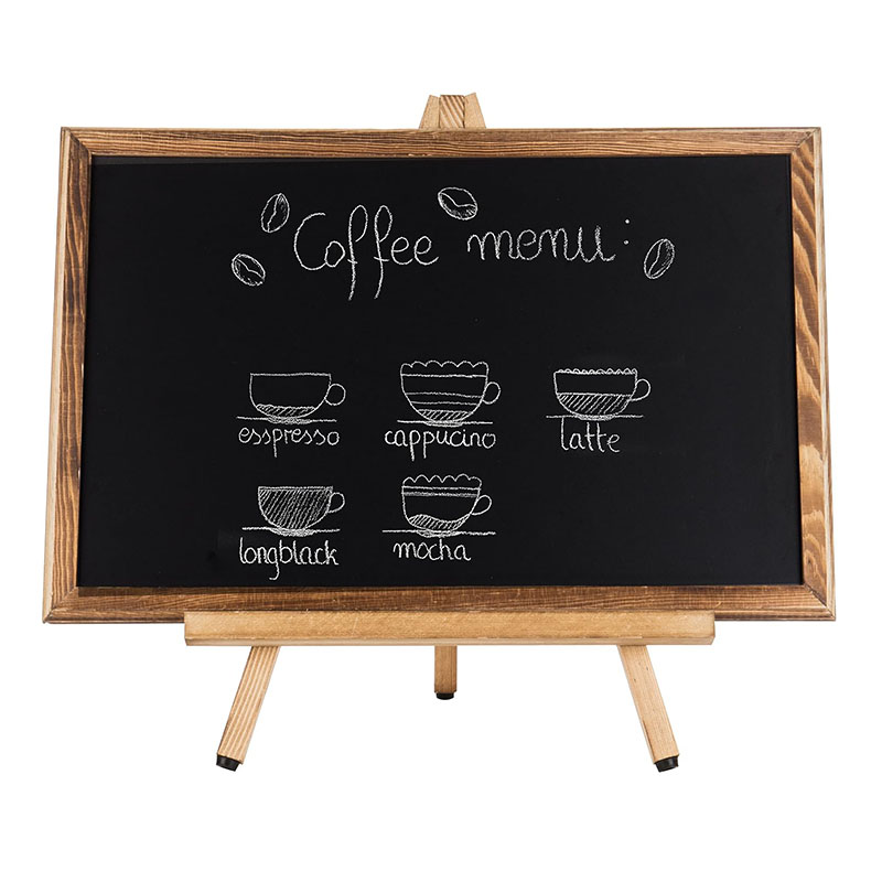 Burnt Wood Erasble Chalkboard Sign with A-Frame Easel Stand, Tabletop Menu Board, Wedding and Events Chalboard Signage