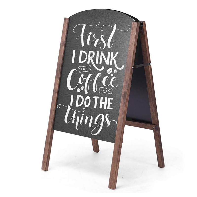 A-Frame Chalkboard Sign, Rustic Wooden Double Sided Standing Sidewalk Chalkboard Sign Sandwich Board, Ideal for Businesses Wedding Announcements