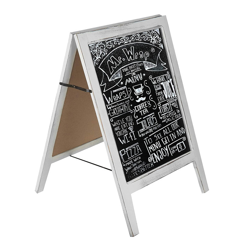 Wood Dual Sided Sidewalk Chalkboard Sign, Freestanding A-Frame Easel with Double Side Erasable Message Board