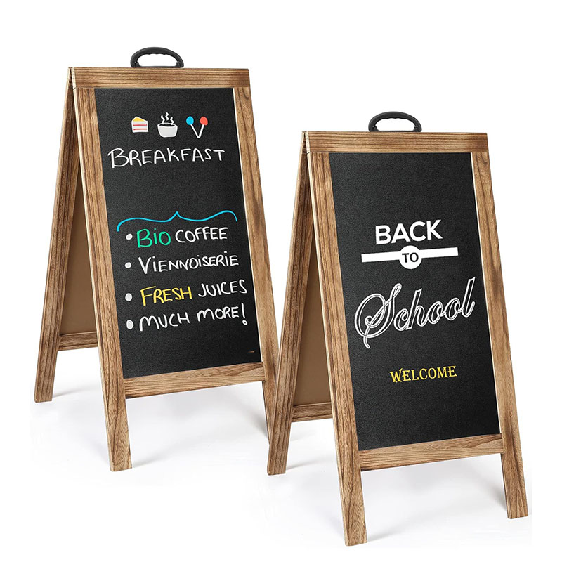 A Frame Chalkboard Sign Free Standing Chalkboard Easel Wooden Sandwich Sidewalk Sign Outdoor Restaurant Menu Blackboard for Decorative