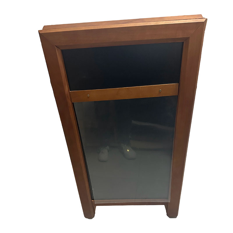 Double-sided erasable blackboard is handcrafted and made from solid pine wood strong and stable The two blackboards are linked by rust-proof iron plated