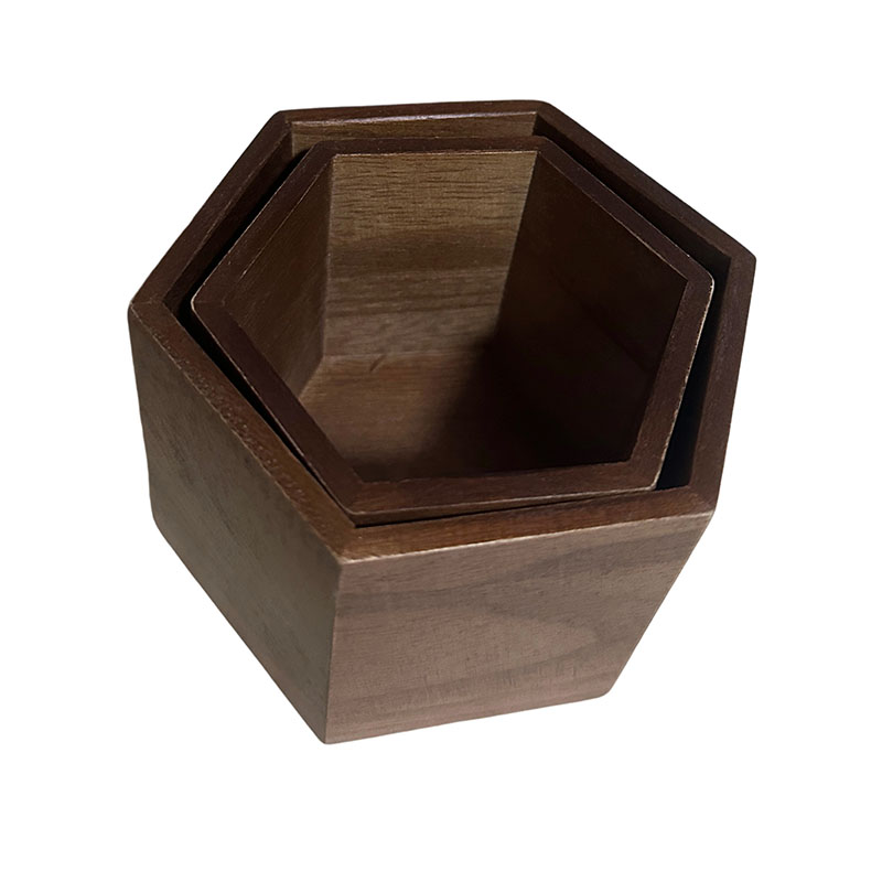 Store small items and personal belongs with lovely this hexagon shaped wooden box; great for holding rings, earrings, necklaces, and bracelets