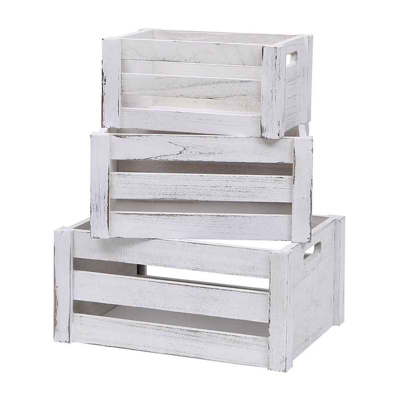 Wooden Crates For Dispaly,Set Of 3 Wood Crates With Handles,Rustic Handmade Wood Boxes For Storage Or Display,Solid Wood Decrative Boxes