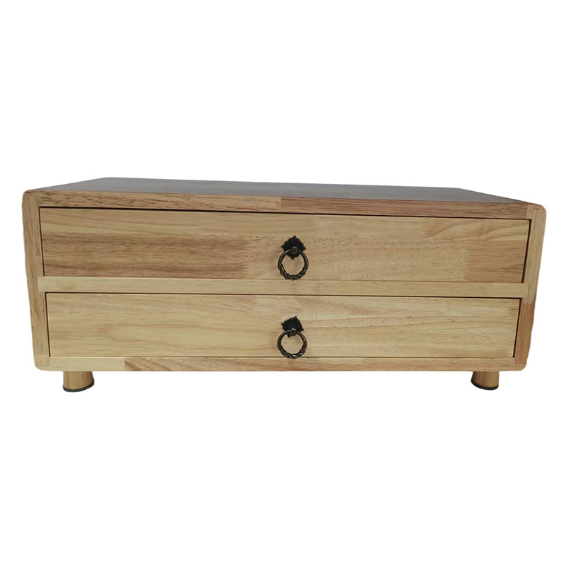Wooden Desk Organizer with 2 Drawers ， Small Decorative Natural Wood Storage ， Office Supplies Desk Organizer 