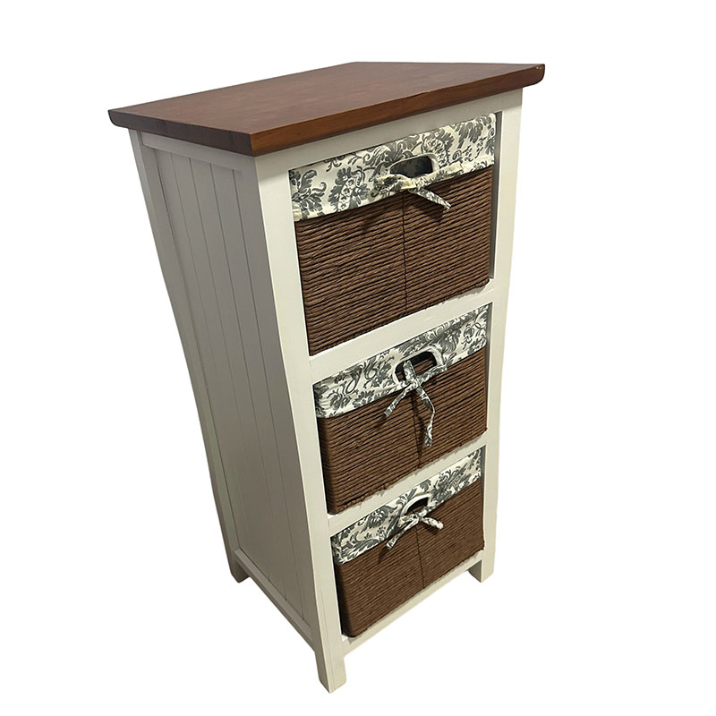 solid wood cabinets and straw baskets