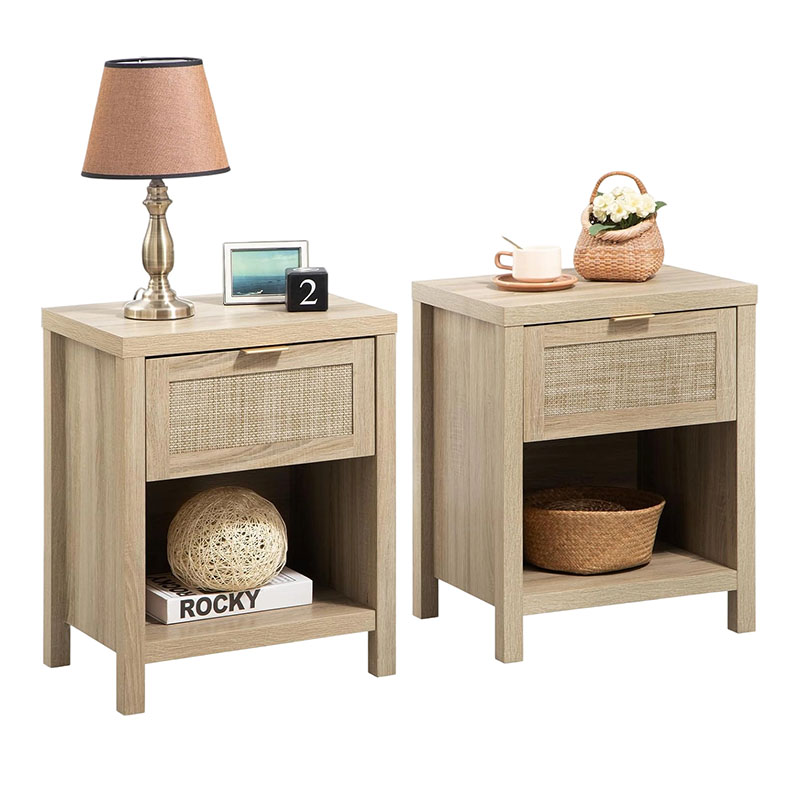 Farmhouse Night Stands with Drawer Bedside Table - Boho End Table Side Table Accent Table for Bedroom Living Room