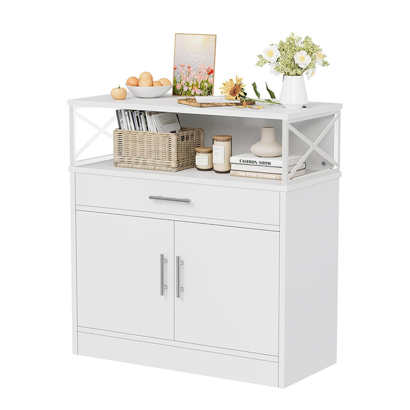 Sideboard Buffet Cabinet with Storage, Modern Kitchen Storage Cabinet with Open Storage, Adjustable Shelf, Wood Farmhouse Coffee Bar Buffe