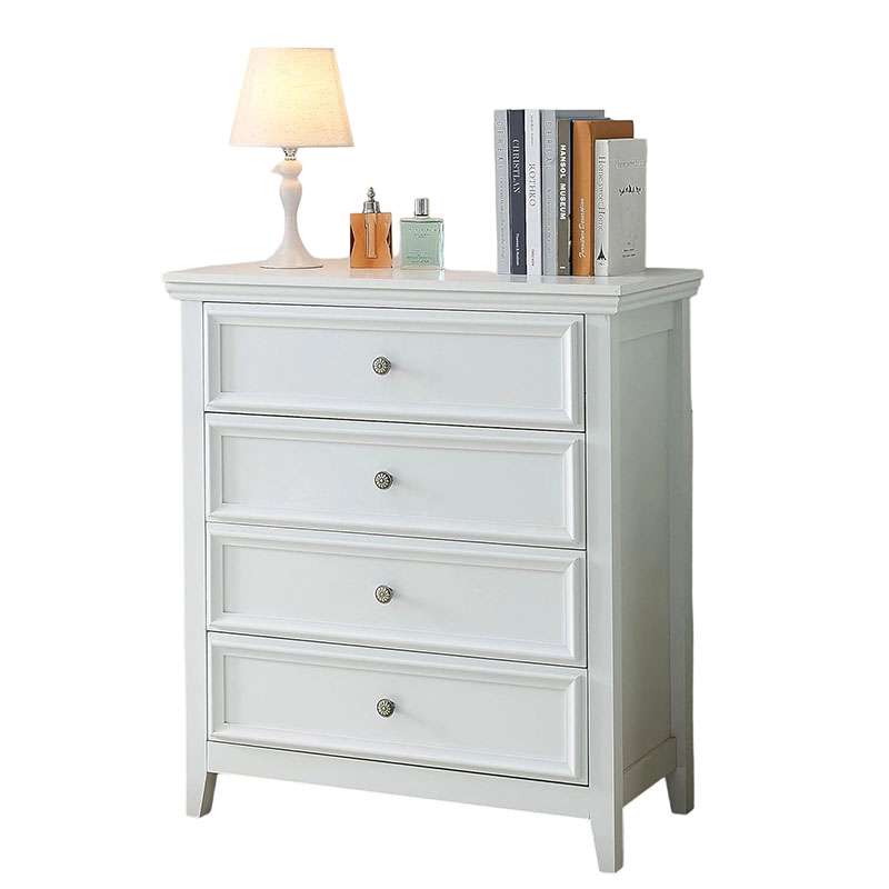 White Dresser for Bedroom, 4 Chest of Drawers, Wooden Dressers Tall Nightstand with Drawer, Farmhouse Cabinet for Bedroom, Living Room,Hallway