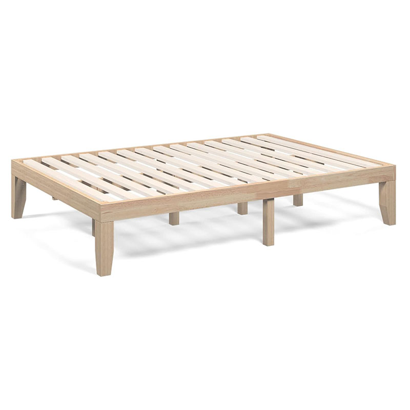 Full Size Wood Platform Bed Frame, 14 Inches Solid Rubber Wood Bed  Foundation with Sturdy Slats Support, Easy Assembly Bed Frame for Home.