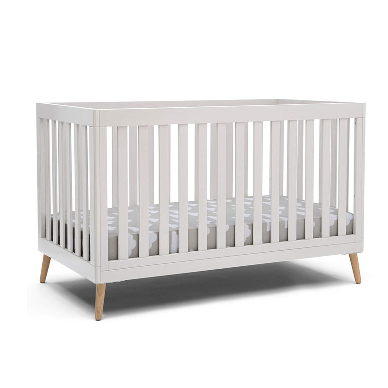 Children Essex 4-in-1 Convertible Baby Crib, Bianca White with Natural Legs