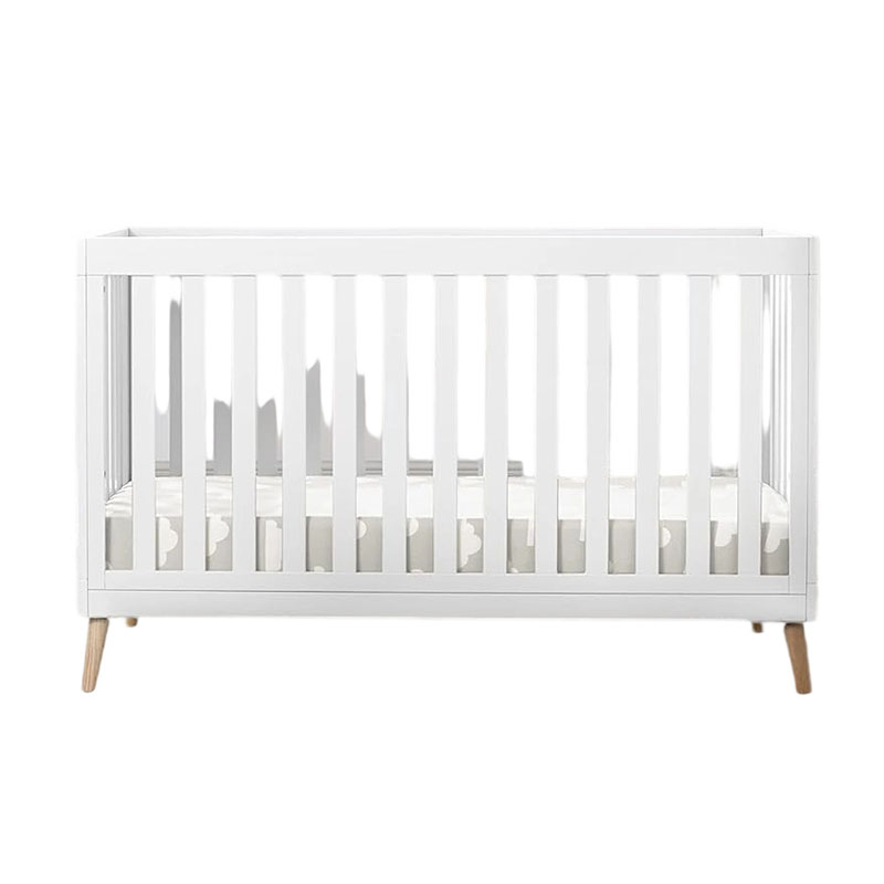 Children Essex 4-in-1 Convertible Baby Crib, Bianca White with Natural Legs